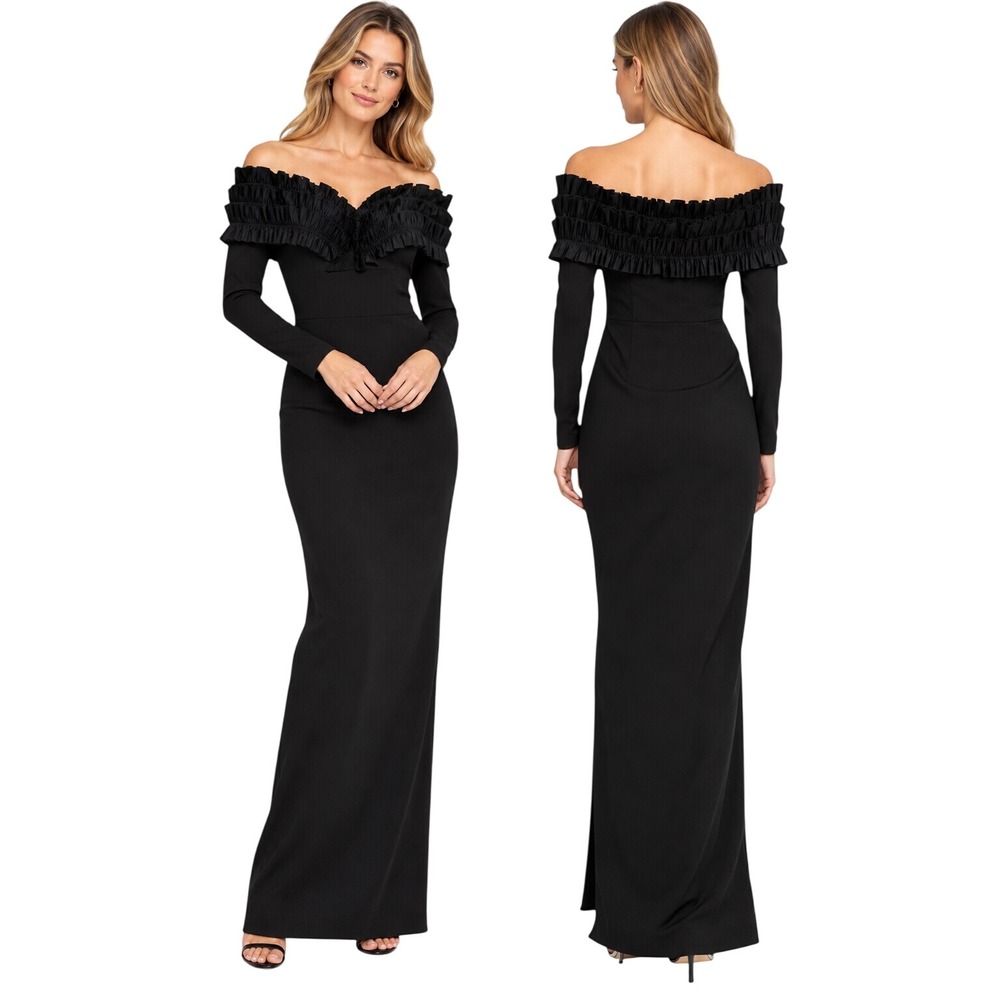 One33 Social The Charlotte Off-the-Shoulder Ruffle Bodice Long Dress Gown Size 4
